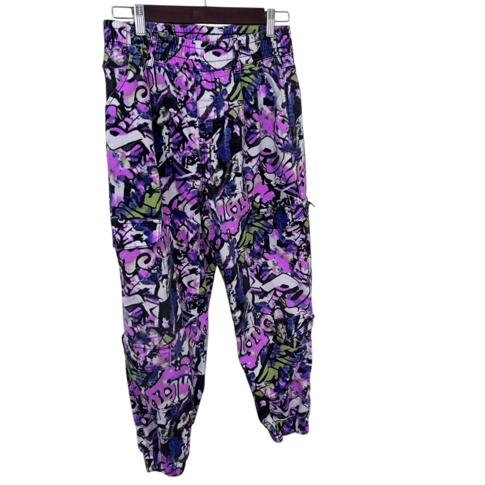 3/$15 V.I.P. Graffiti neon purple 90s cargo Jogger Pants size 11/30